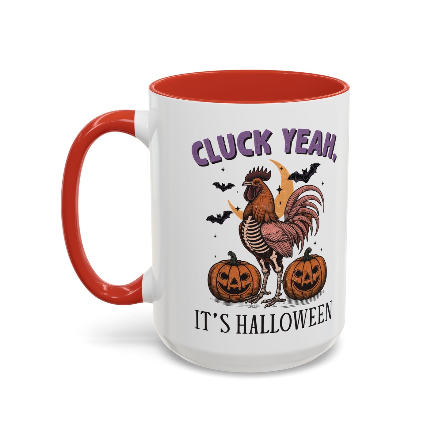 Cluck Yeah, It's Halloween Mug | Funny Rooster Halloween Coffee Cup | Spooky Chicken Design