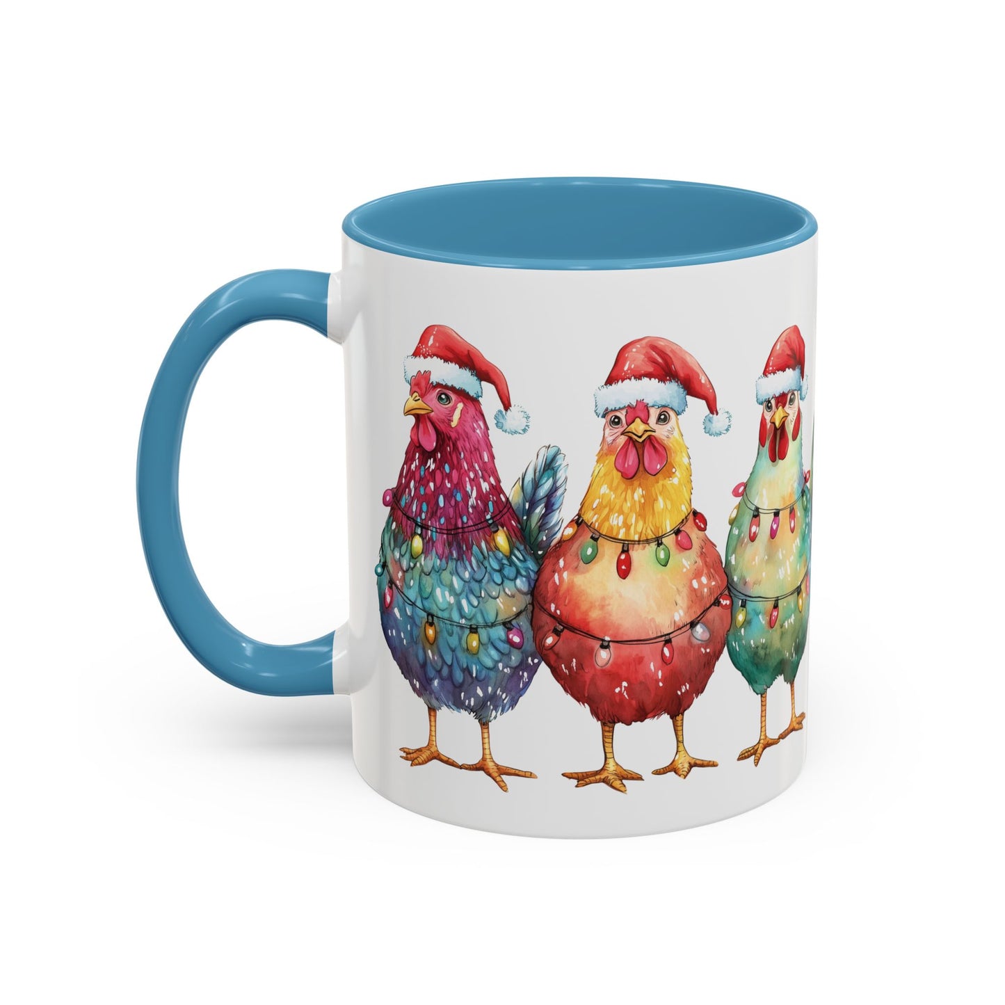 Christmas Chickens Mug - Festive Holiday Chicken Trio Design - Perfect for Farmhouse Christmas Decor