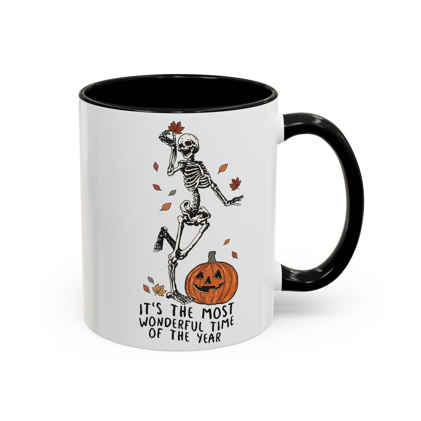 Most Wonderful Time of the Year Skeleton Mug | Funny Halloween Coffee Mug | Jack-o-Lantern Fall Drinkware | Spooky Season Gift