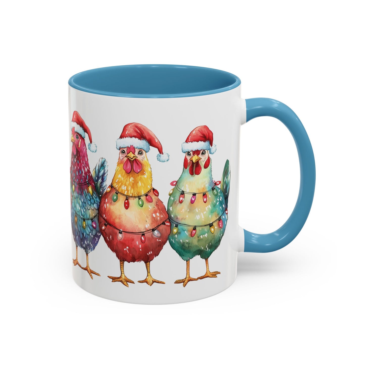 Christmas Chickens Mug - Festive Holiday Chicken Trio Design - Perfect for Farmhouse Christmas Decor