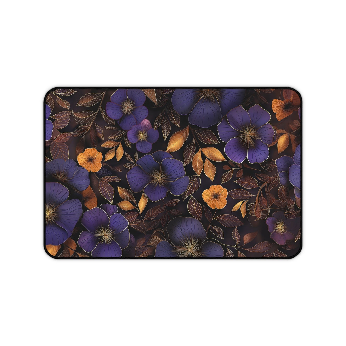 Midnight Blossom Computer Desk Mat | Floral Mouse Pad | Anti-Slip Neoprene Desk Mat for Home Office | 3 Sizes Available