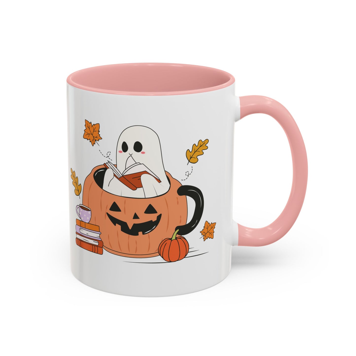 Cozy Ghost in Pumpkin Mug | 11oz and 15oz Ceramic Coffee Cup | Cute Autumn & Halloween Design