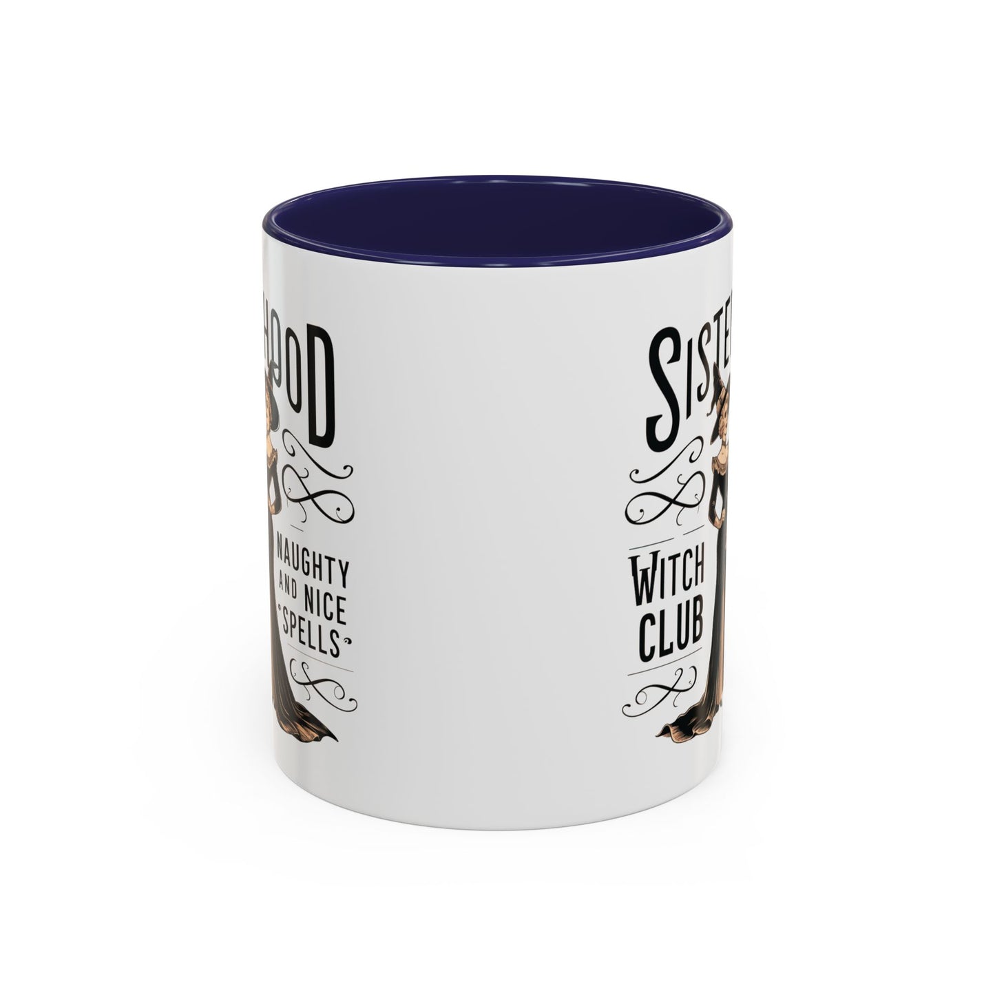 Sisterhood Witch Club Mug | Vintage Witch Design | Halloween Coffee Mug | Naughty & Nice Spells | Witchy Drinkware