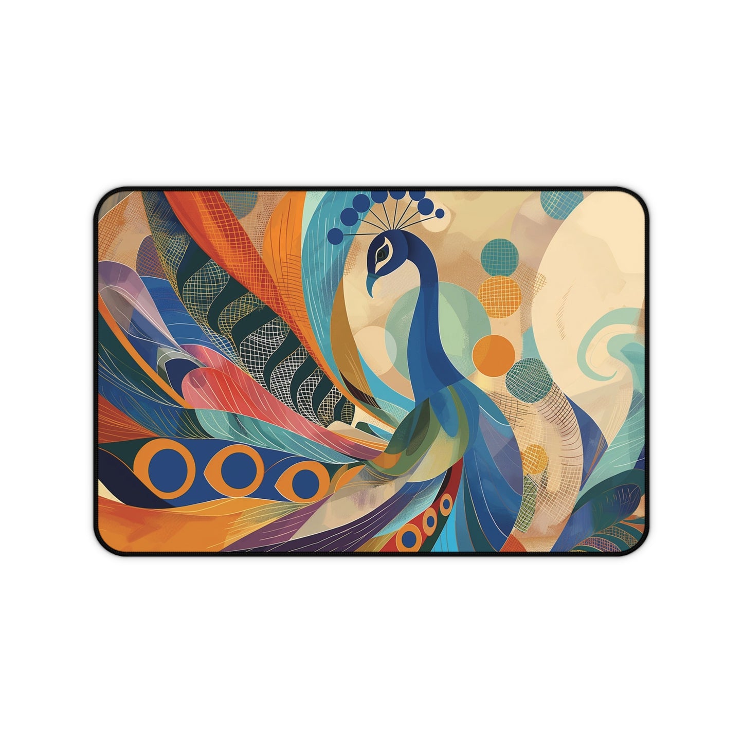 Peacock Desk Mat | Vibrant Artistic Anti-Slip | 3 Sizes | Office Decor