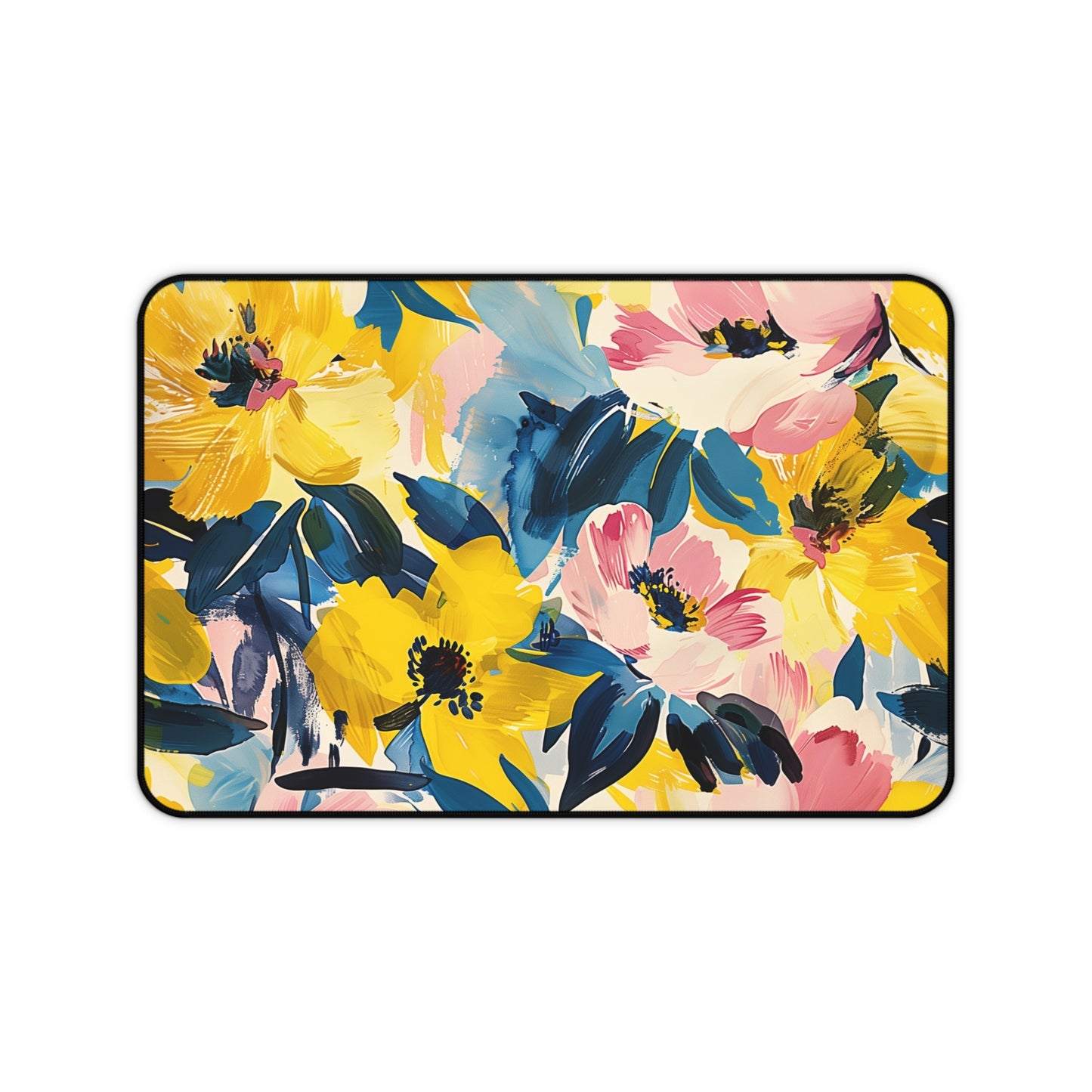 Bold Floral Computer Desk Mat | Vibrant Flowers Mouse Pad | Anti-Slip Neoprene Desk Mat for Home Office | 3 Sizes Available