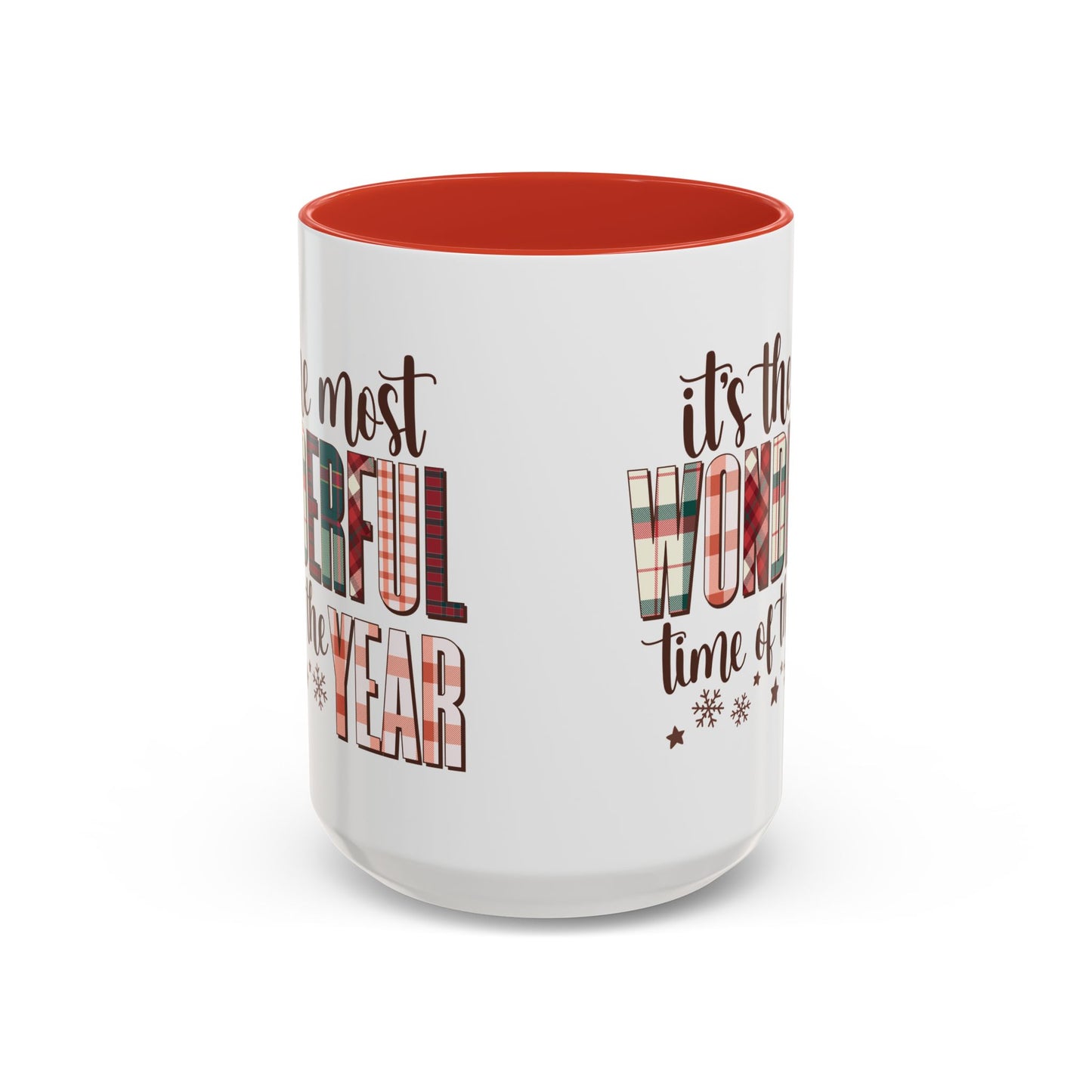 It's the Most Wonderful Time of the Year Christmas Mug | Plaid Text Holiday Design | Festive Winter Coffee Mug