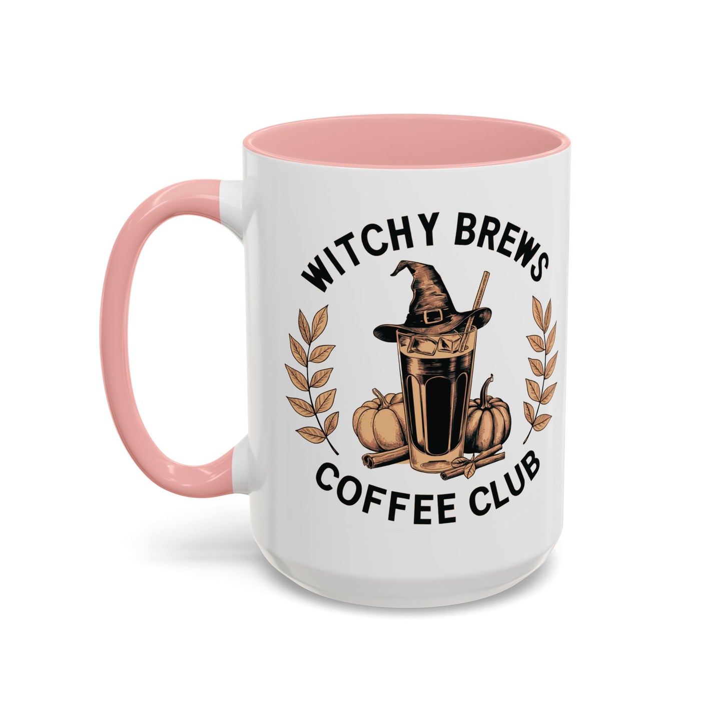 Witchy Brews Coffee Club Mug | Halloween Coffee Mug | Witch Hat and Pumpkin Design | Spooky Fall Drinkware