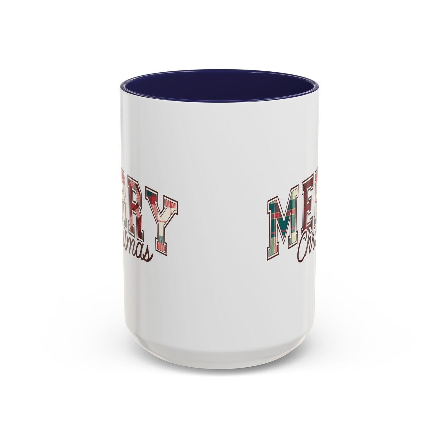 Merry Christmas Mug | Plaid Holiday Text Design | Festive Coffee Cup