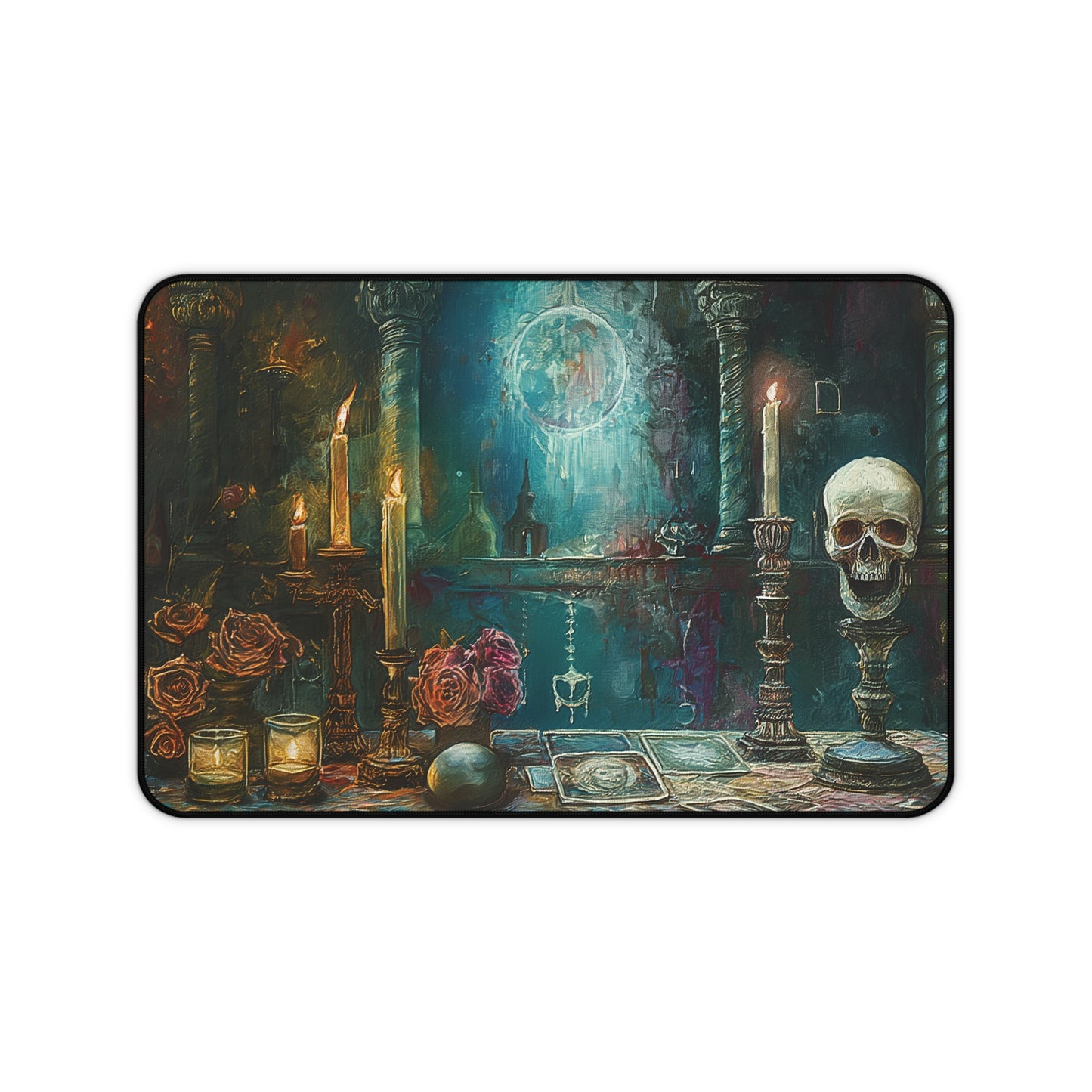 Mystic Altar Desk Mat | Gothic Decor | Skull, Candles, Tarot | Neoprene | Anti-Slip | 3 Sizes