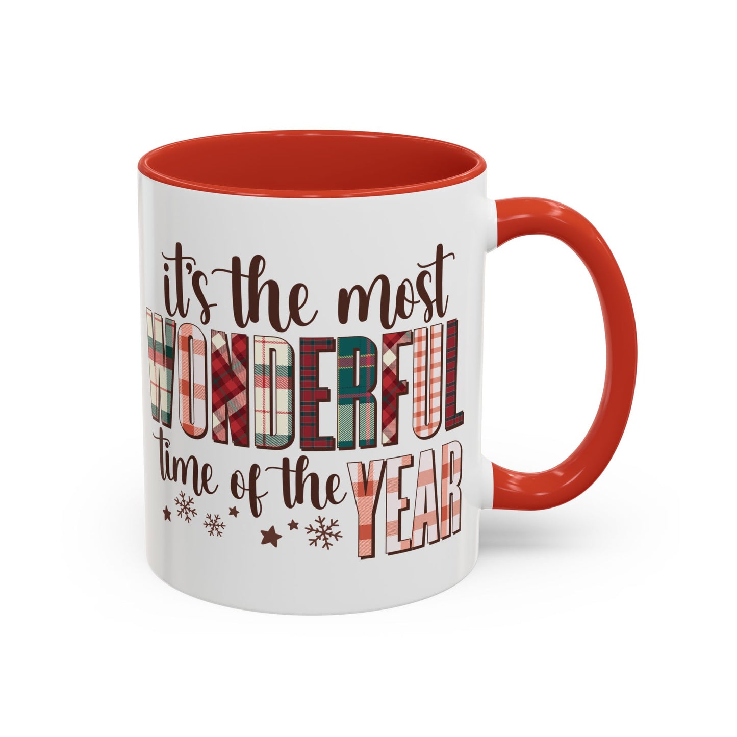 It's the Most Wonderful Time of the Year Christmas Mug | Plaid Text Holiday Design | Festive Winter Coffee Mug