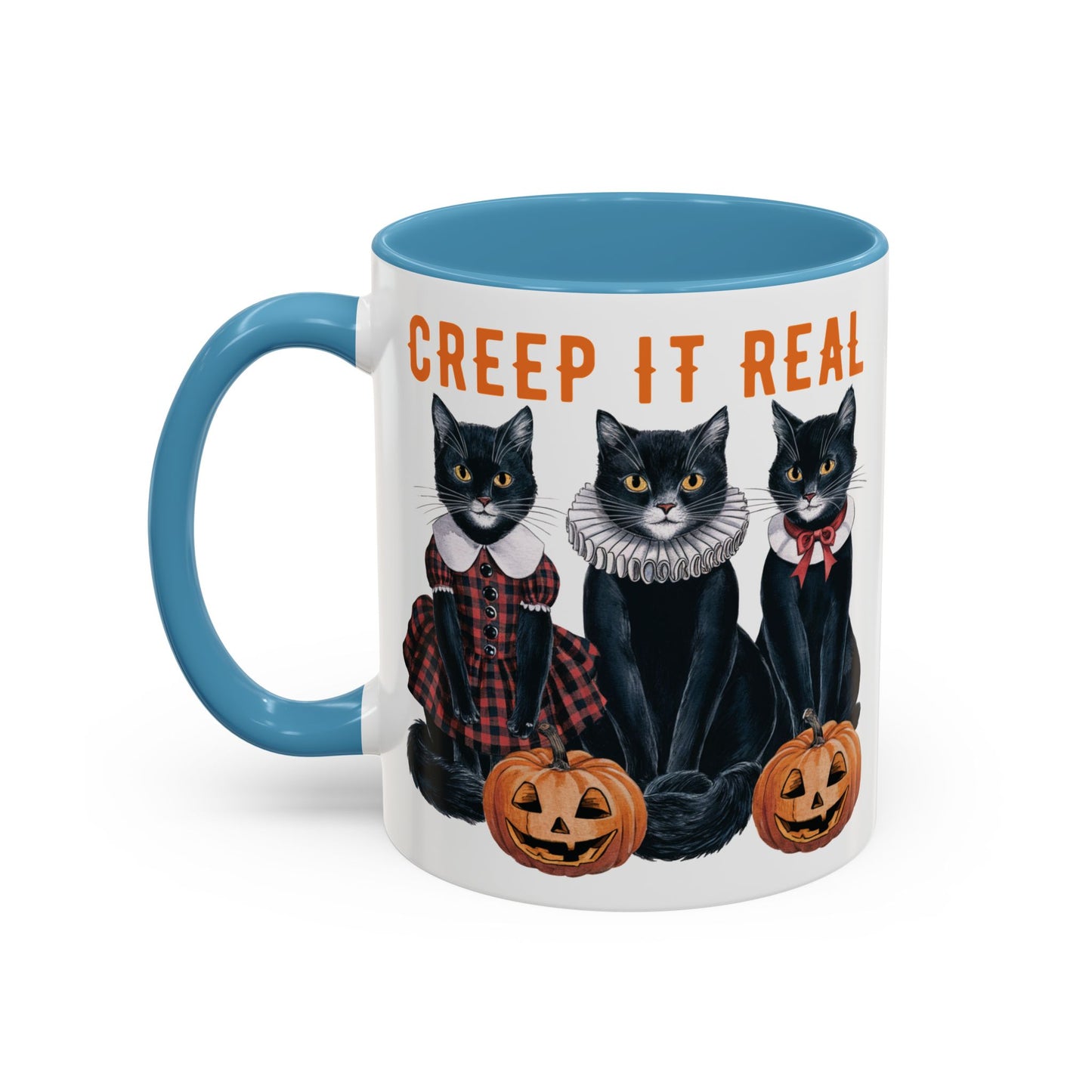 Creep It Real Halloween Mug | Black Cat and Pumpkin Design | Halloween Coffee Mug | Fall Drinkware