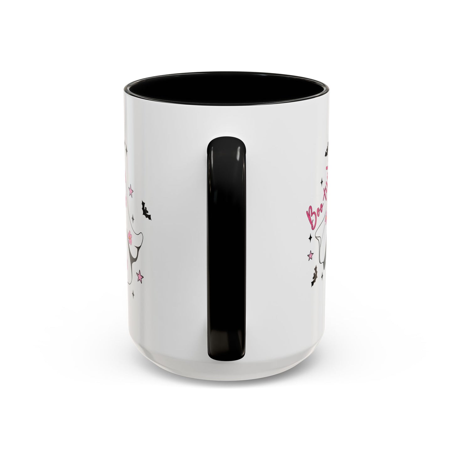 Boo-tiful Halloween Ghost Mug | 11oz and 15oz Coffee Cup | Cute Floral Design | Pink, Red, Black, Light Blue, or Navy Handle and Interior