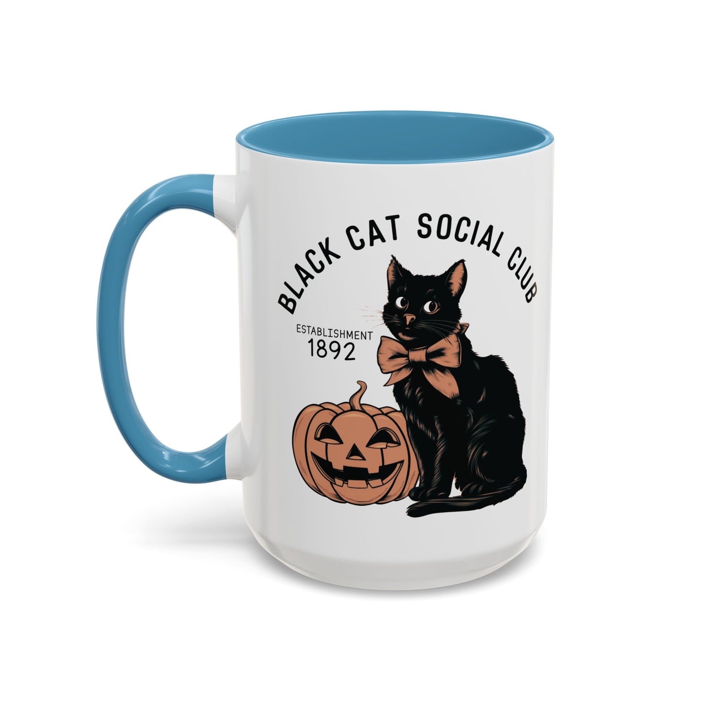 Black Cat Social Club Mug | Halloween Cat and Pumpkin Design | Spooky Coffee Mug | Fall Drinkware Gift