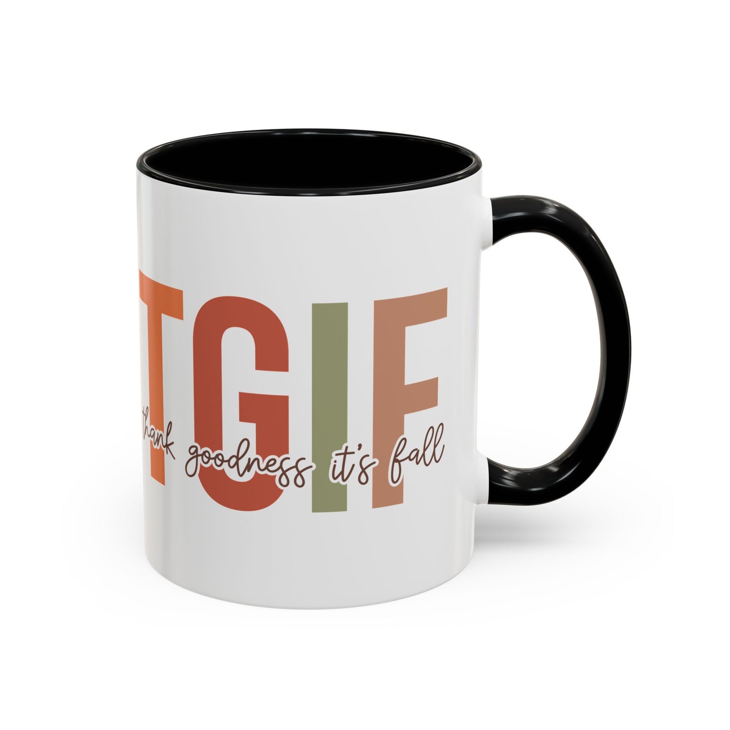 TGIF - Thank Goodness It's Fall Ceramic Mug - 11oz/15oz Autumn Coffee Cup | Cozy Fall Gift | 5 Color Options | Fall-Themed Mug