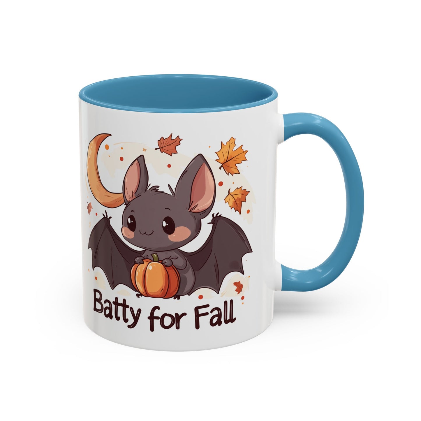 Batty for Fall Ceramic Mug - Adorable Bat and Pumpkin Design - Perfect for Halloween and Autumn Lovers