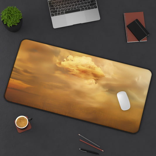 Golden Sky Computer Desk Mat | Ethereal Cloudscape Mouse Pad | Anti-Slip Neoprene Desk Mat for Home Office | 3 Sizes Available