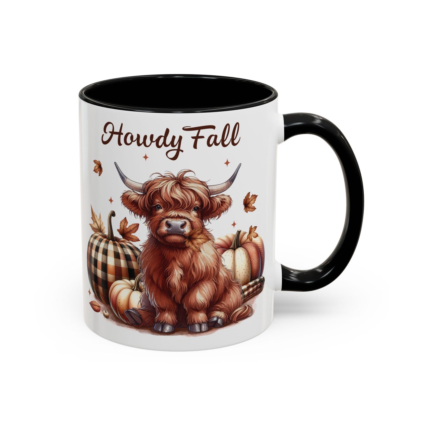 Howdy Fall Mug - Autumn Highland Cow Coffee Mug - White Ceramic Cup with Fall Design - Perfect Seasonal Fall Gift