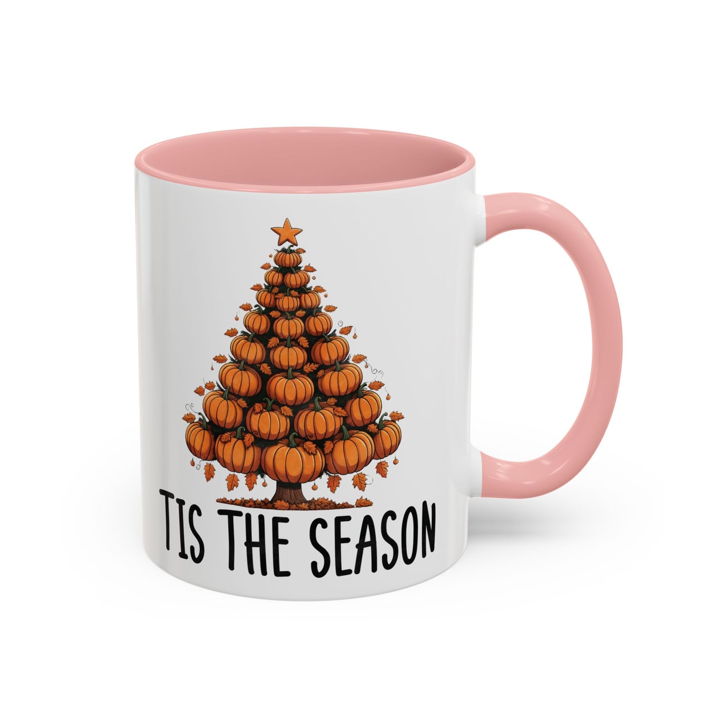 Tis the Season Pumpkin Tree Mug | 11oz and 15oz Ceramic Coffee Cup | Festive Fall & Holiday Design