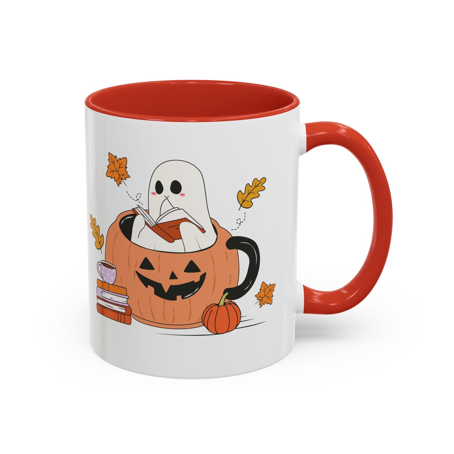 Cozy Ghost in Pumpkin Mug | 11oz and 15oz Ceramic Coffee Cup | Cute Autumn & Halloween Design