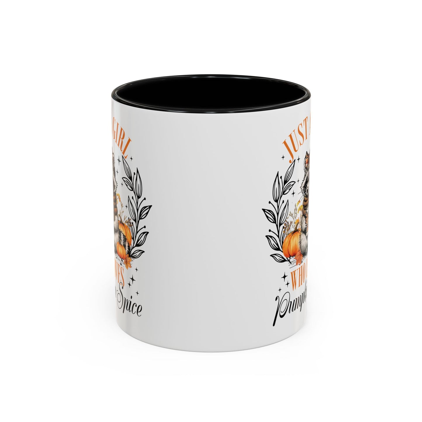 Just a Girl Who Loves Pumpkin Spice Raccoon Mug | 11oz and 15oz Ceramic Coffee Cup | Cute Autumn Design