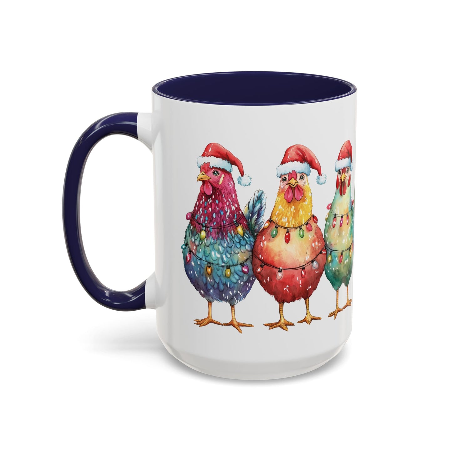 Christmas Chickens Mug - Festive Holiday Chicken Trio Design - Perfect for Farmhouse Christmas Decor