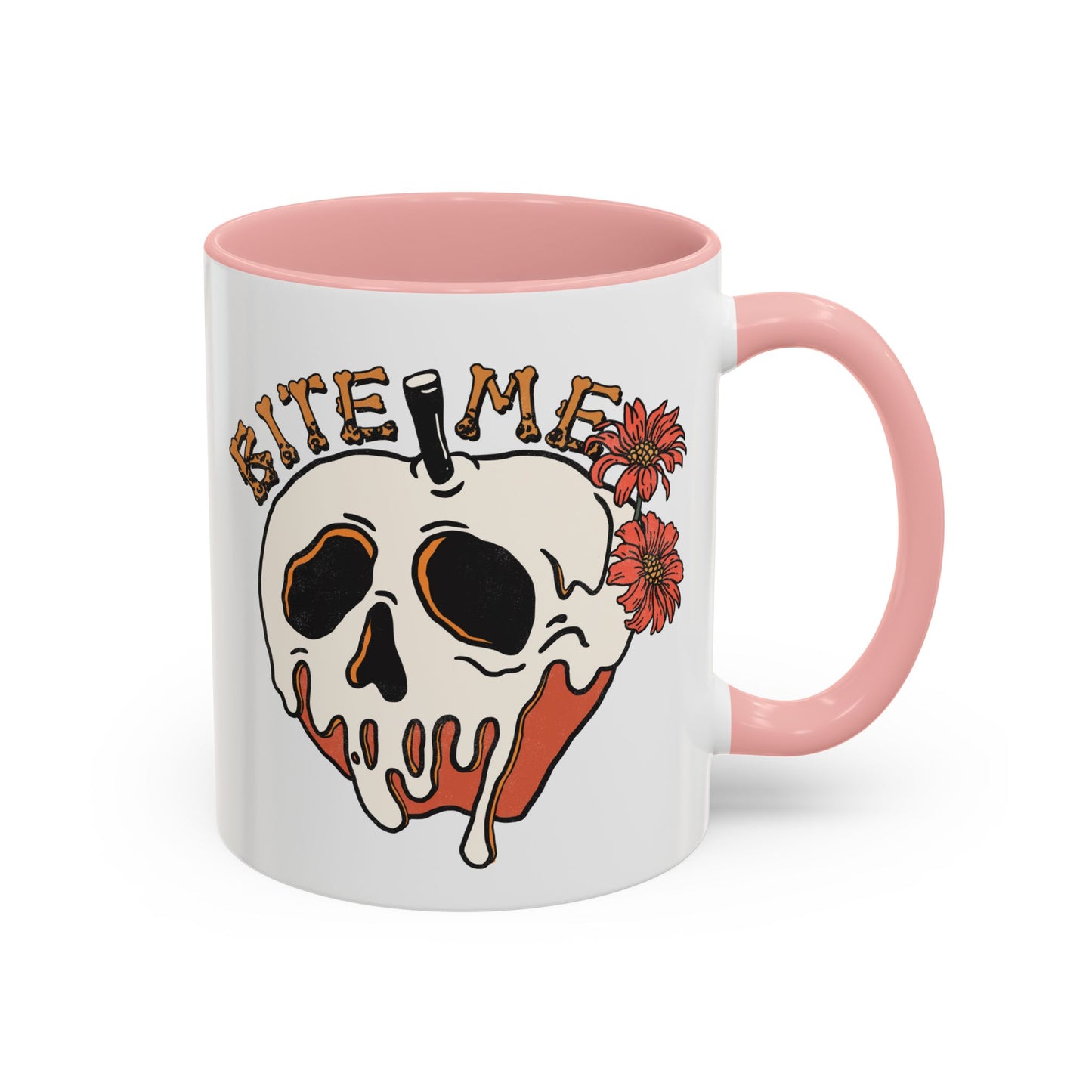 Bite Me Halloween Mug | Poison Apple Skull Design | Spooky Coffee Mug | Fall Drinkware | Gothic Gift Idea