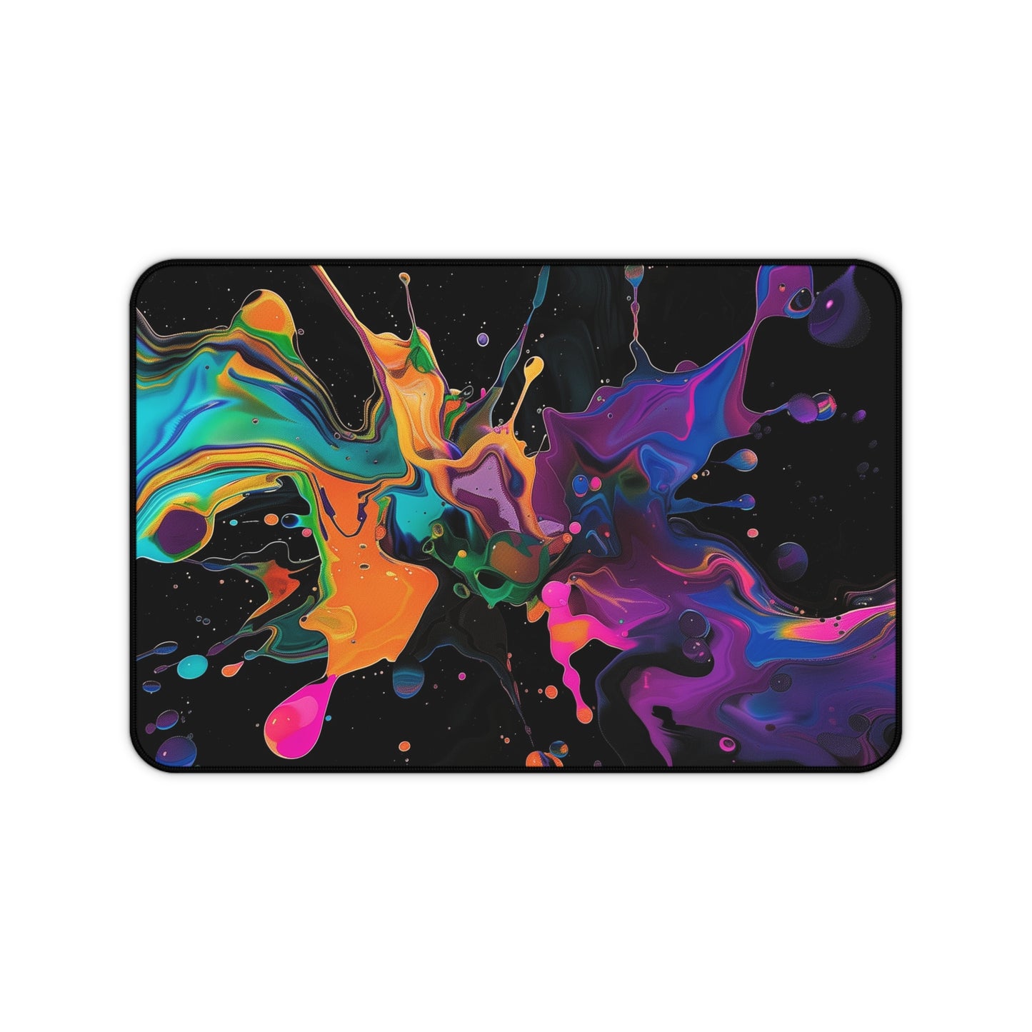 Abstract Paint Splash Desk Mat | Colorful Neoprene Mouse Pad | Anti-Slip Office Desk Mat | 3 Sizes Available