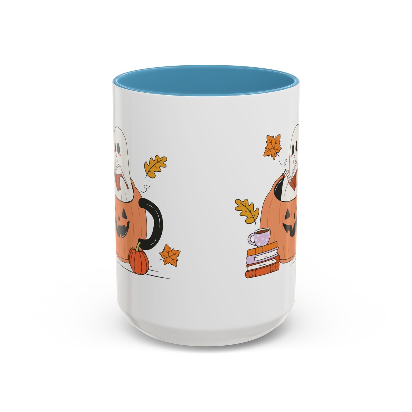 Cozy Ghost in Pumpkin Mug | 11oz and 15oz Ceramic Coffee Cup | Cute Autumn & Halloween Design