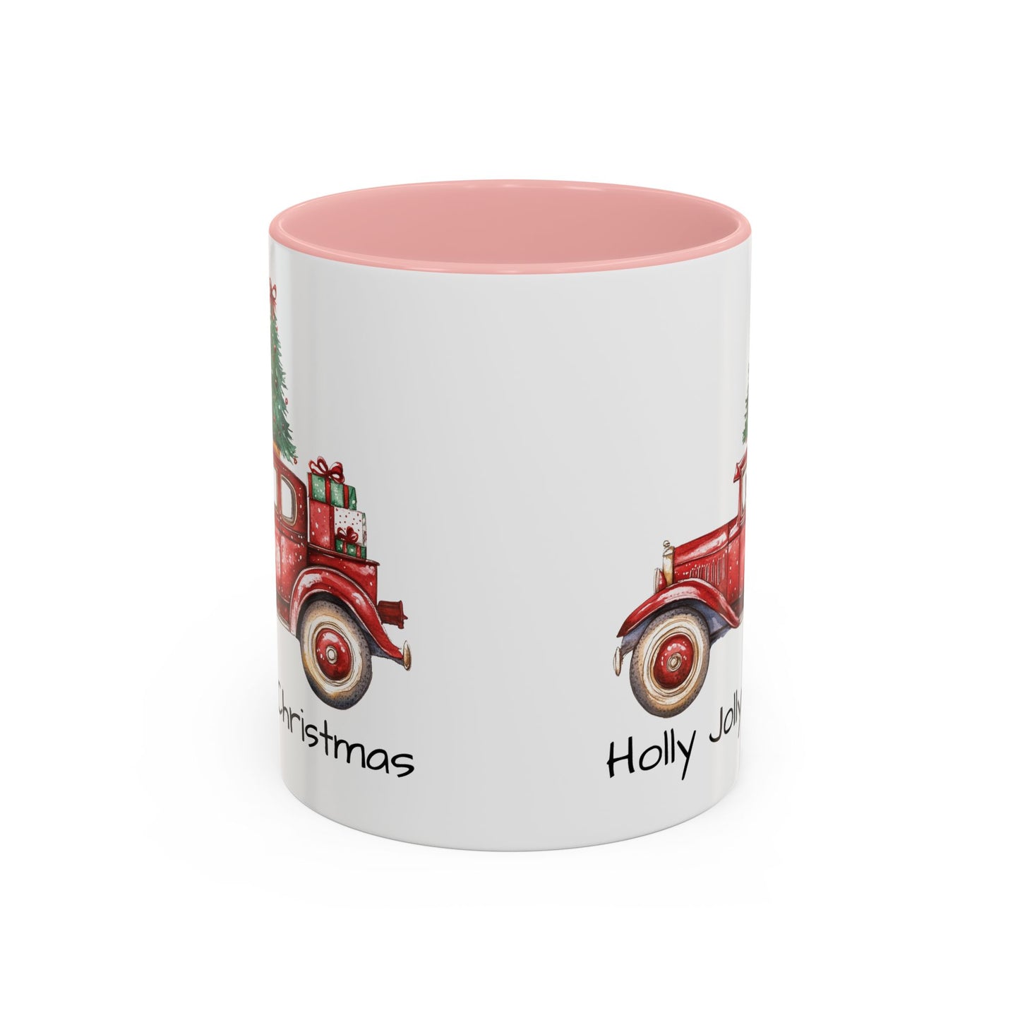 Holly Jolly Christmas Vintage Truck Mug - Vintage Red Truck with Christmas Tree Design - Perfect for Holiday Cheer