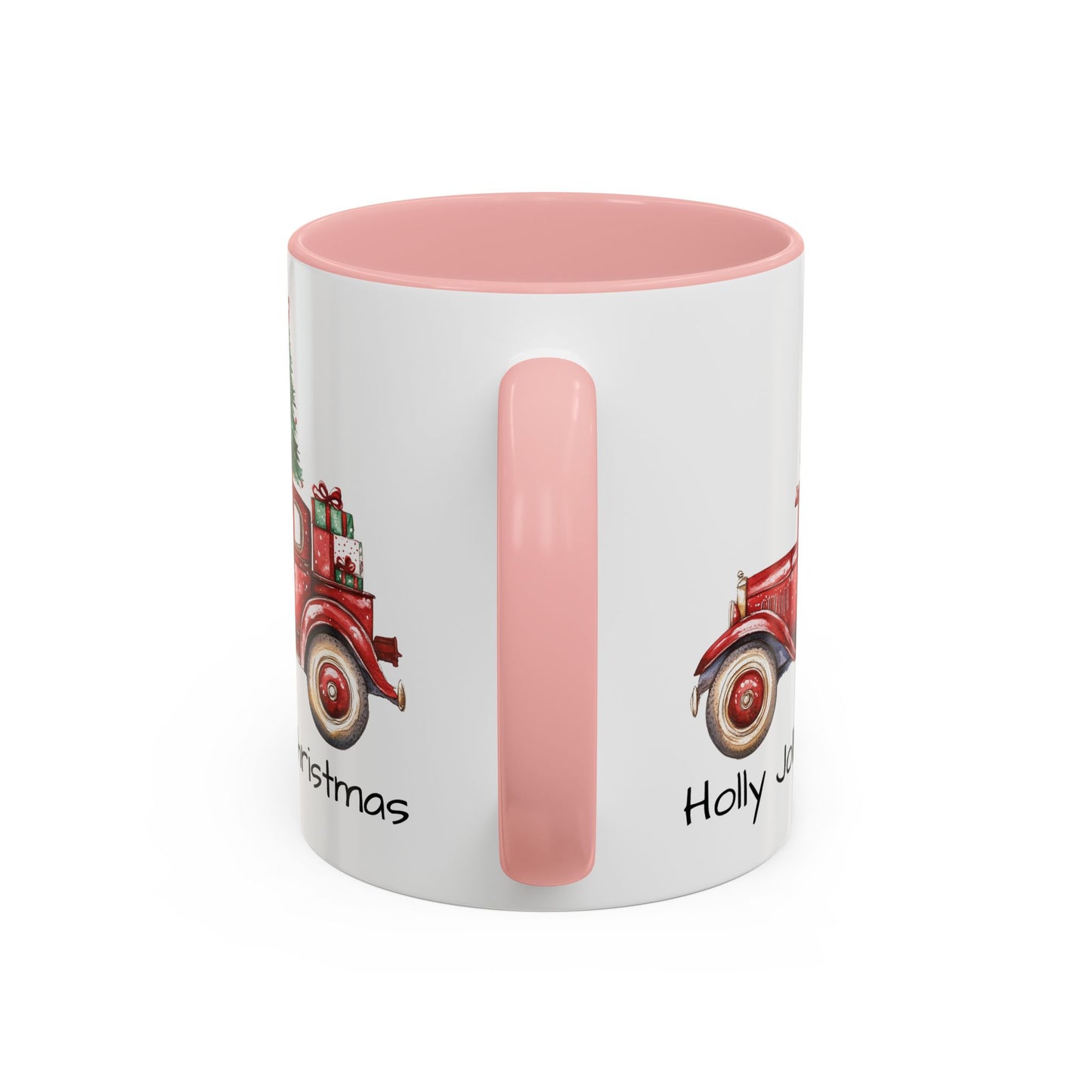 Holly Jolly Christmas Vintage Truck Mug - Vintage Red Truck with Christmas Tree Design - Perfect for Holiday Cheer