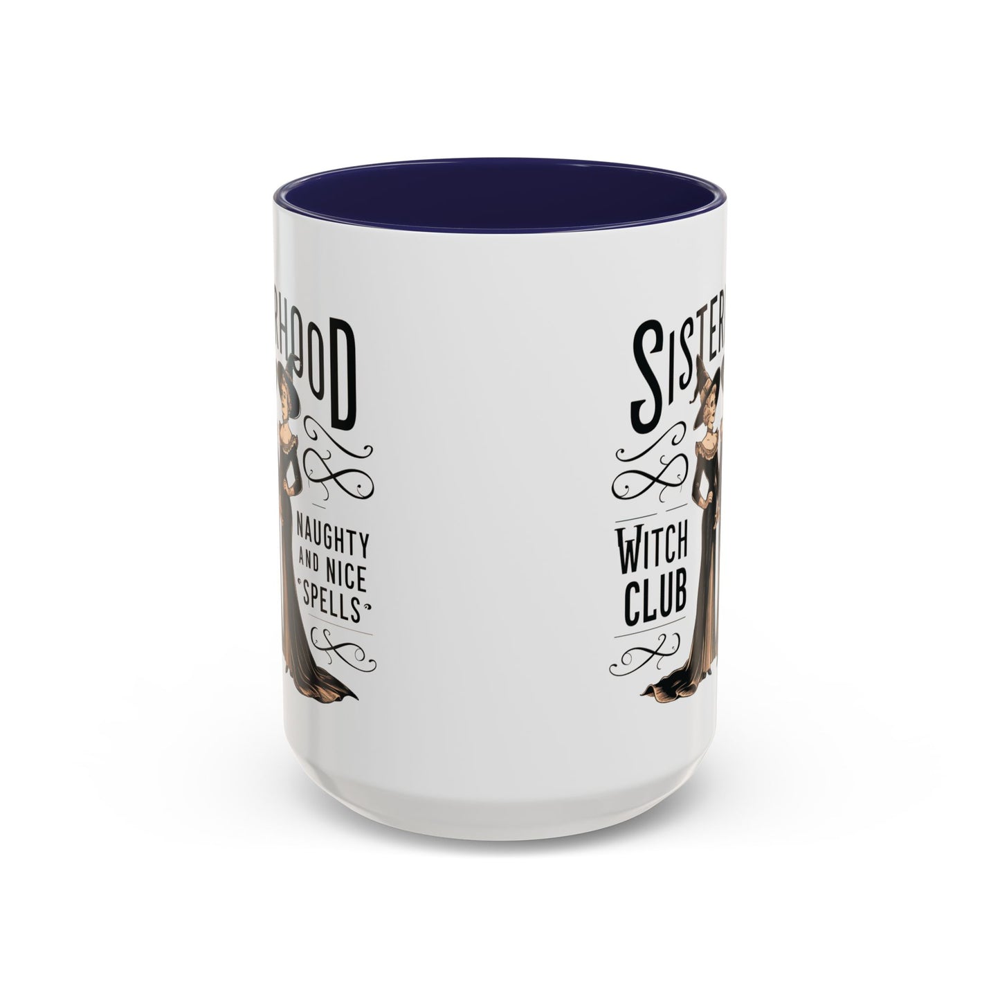 Sisterhood Witch Club Mug | Vintage Witch Design | Halloween Coffee Mug | Naughty & Nice Spells | Witchy Drinkware