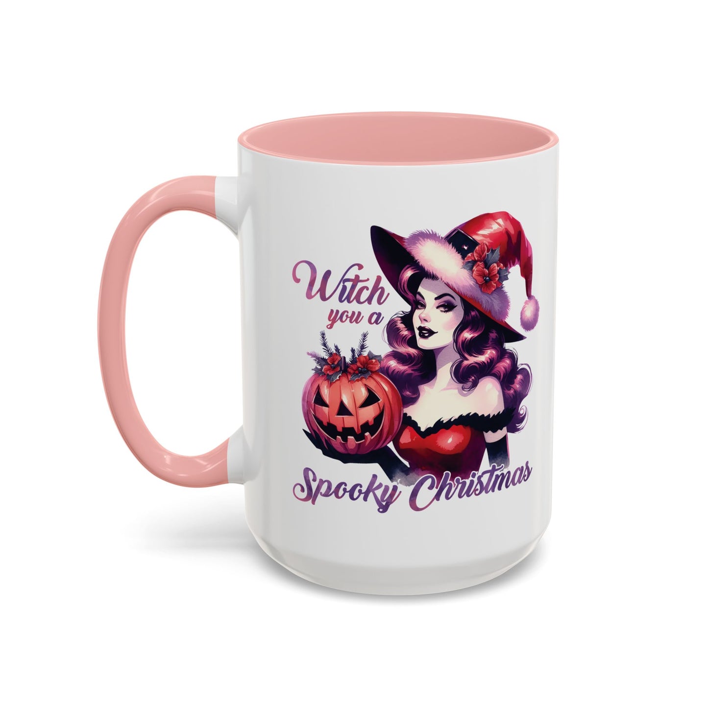 Witch You a Spooky Christmas Mug - Festive Witch and Jack-O'-Lantern Design - Perfect for Halloween and Christmas Lovers