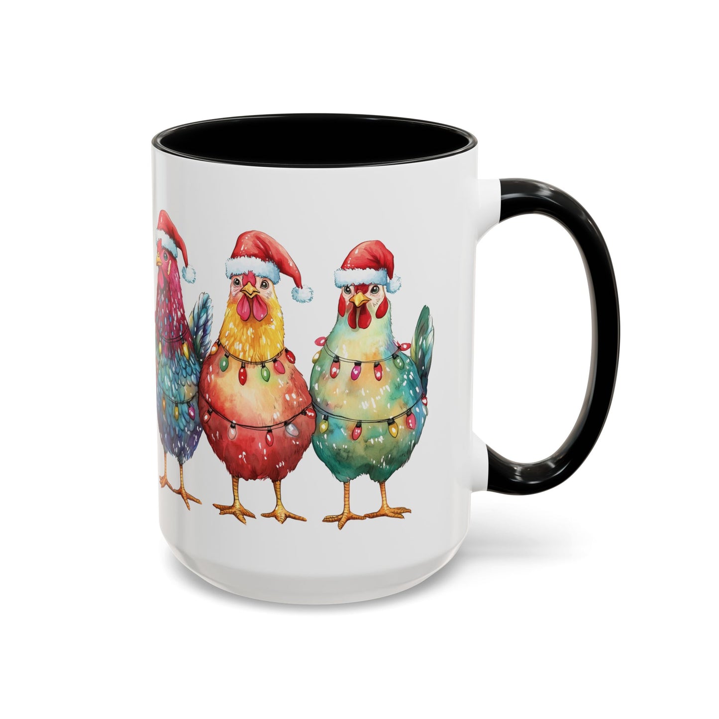 Christmas Chickens Mug - Festive Holiday Chicken Trio Design - Perfect for Farmhouse Christmas Decor