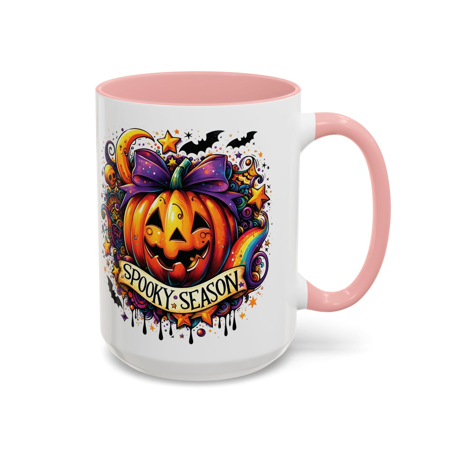 Spooky Season Halloween Mug | Colorful Pumpkin Design | 11oz and 15oz Ceramic Coffee Cup