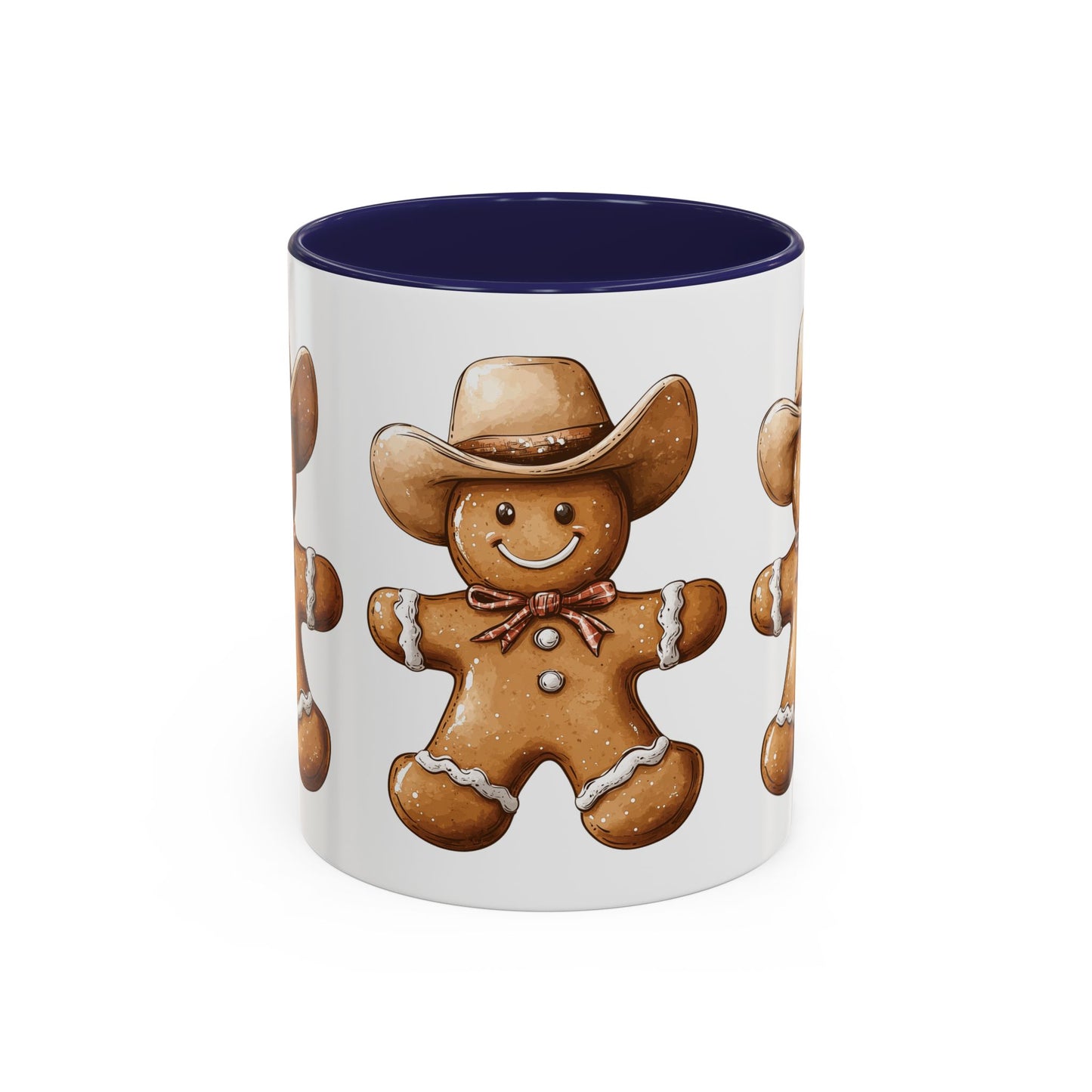 Cowboy Gingerbread Man Tan Hat Ceramic Mug - Festive Western Holiday Design - Perfect for Christmas and Cookie Lovers