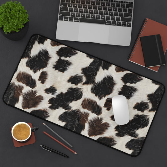 Cow Print Desk Mat - Customizable Neoprene Anti-Slip Mouse Pad - Rustic Office Decor - Available in 3 Sizes - Farmhouse Chic Desk Accessory