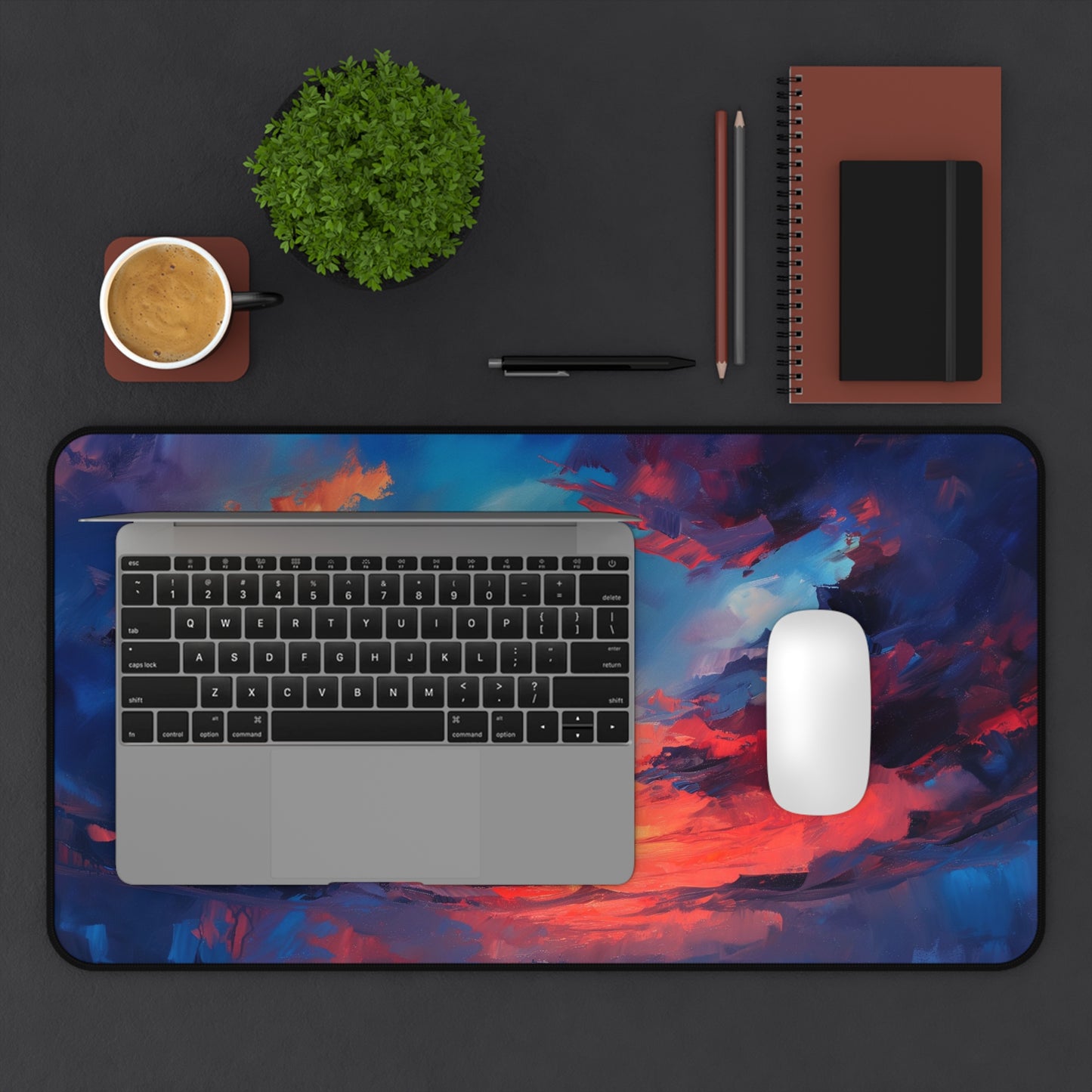 Vibrant Sunset Computer Desk Mat | Artistic Mouse Pad | Anti-Slip Neoprene Desk Mat for Home Office | 3 Sizes Available