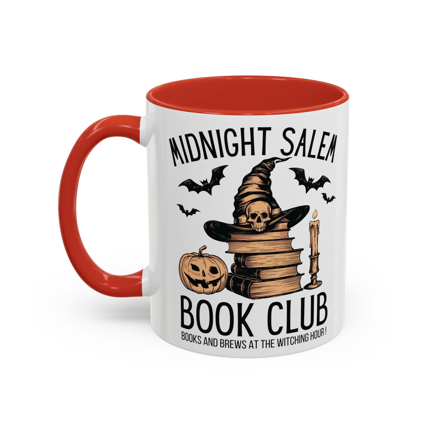 Midnight Salem Book Club Mug | Witchy Skull and Book Design | Halloween Coffee Mug | Spooky Fall Drinkware