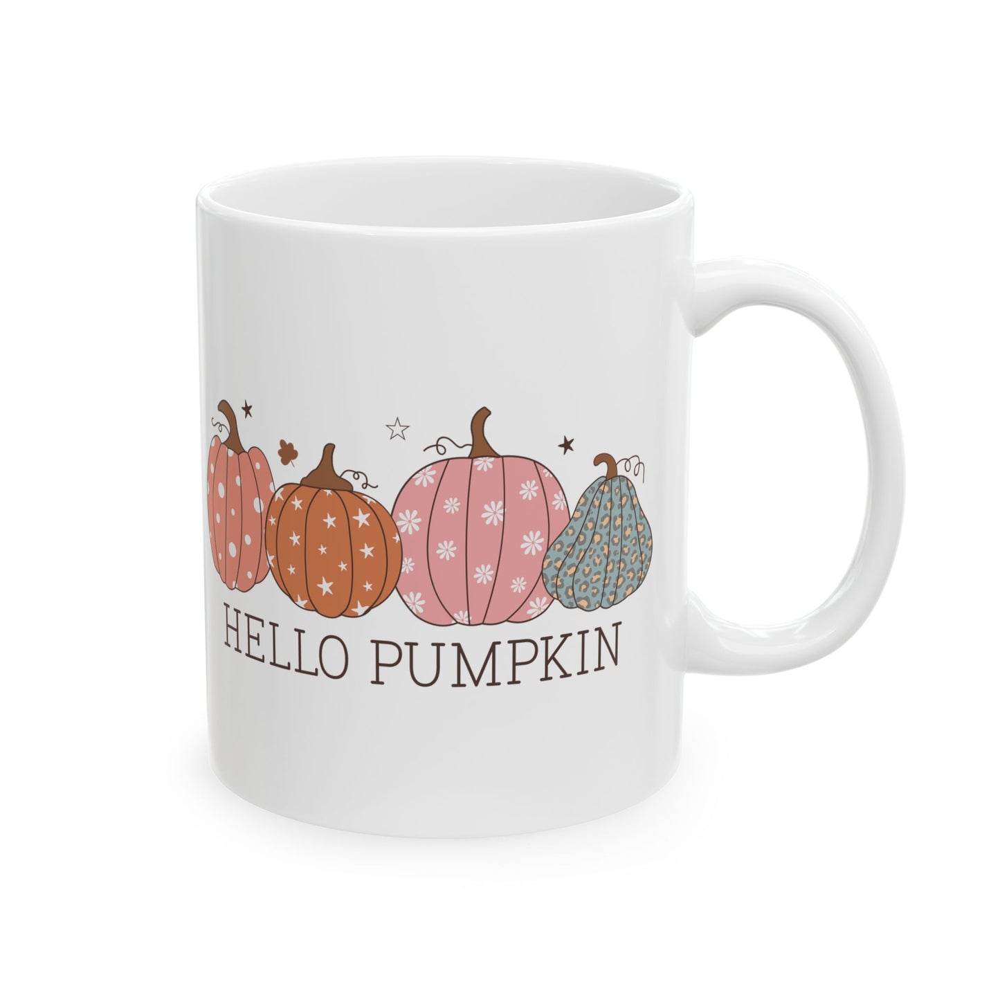 Hello Pumpkin Ceramic Mug - Cute Fall Pumpkin Design - Perfect for Autumn Lovers