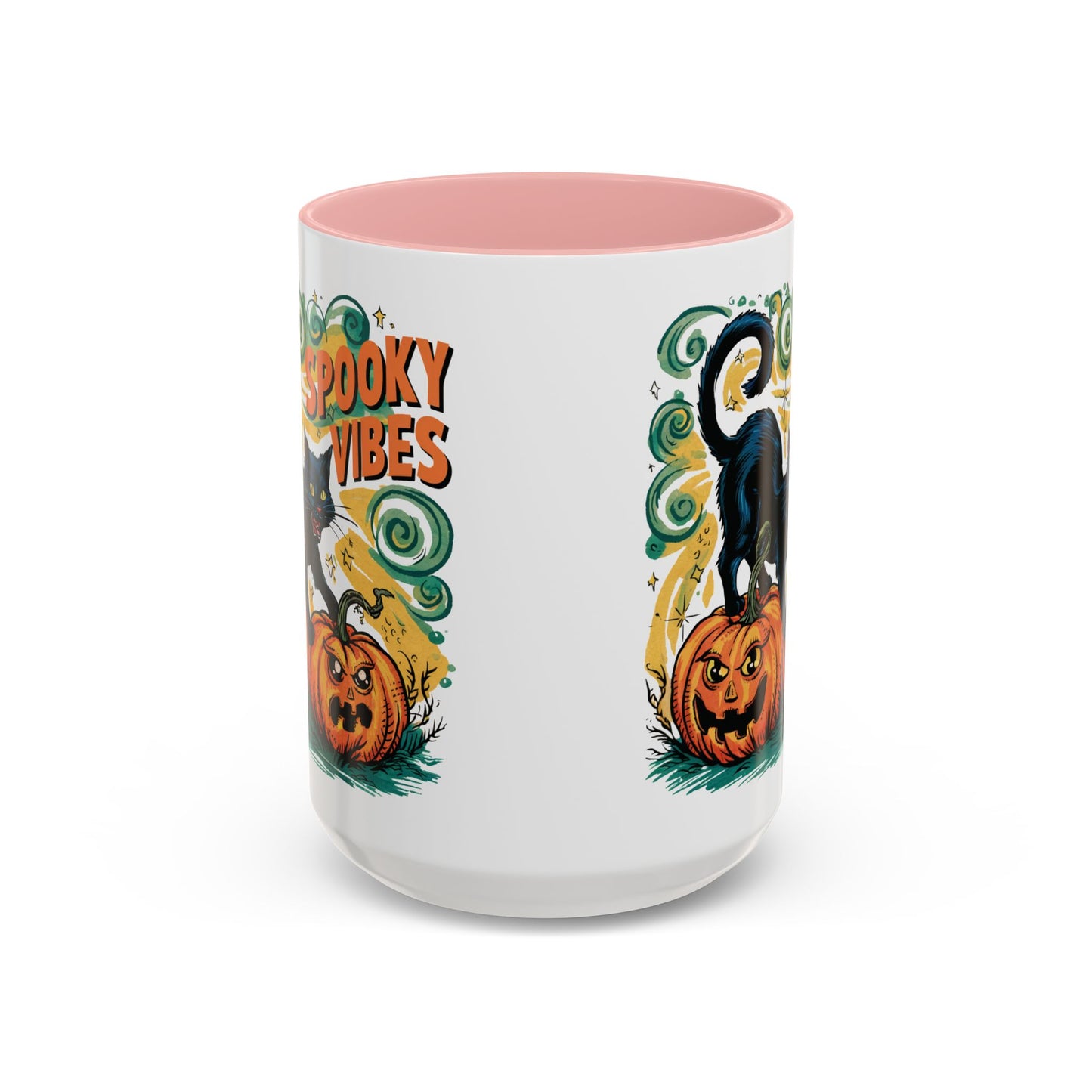 Spooky Vibes Halloween Mug | Black Cat and Pumpkin Design | Halloween Coffee Mug | Fall Drinkware