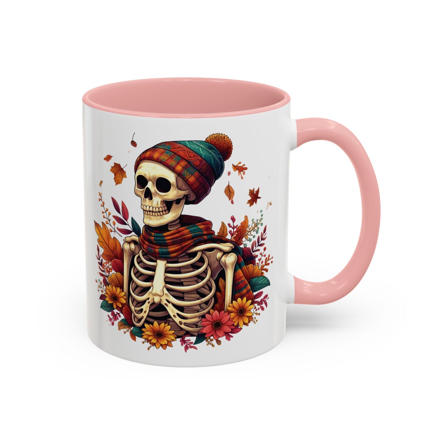 Cozy Fall Skeleton Mug | Cute Autumn Skeleton Coffee Mug | Fall-Themed Drinkware | Halloween Skeleton in Scarf Design