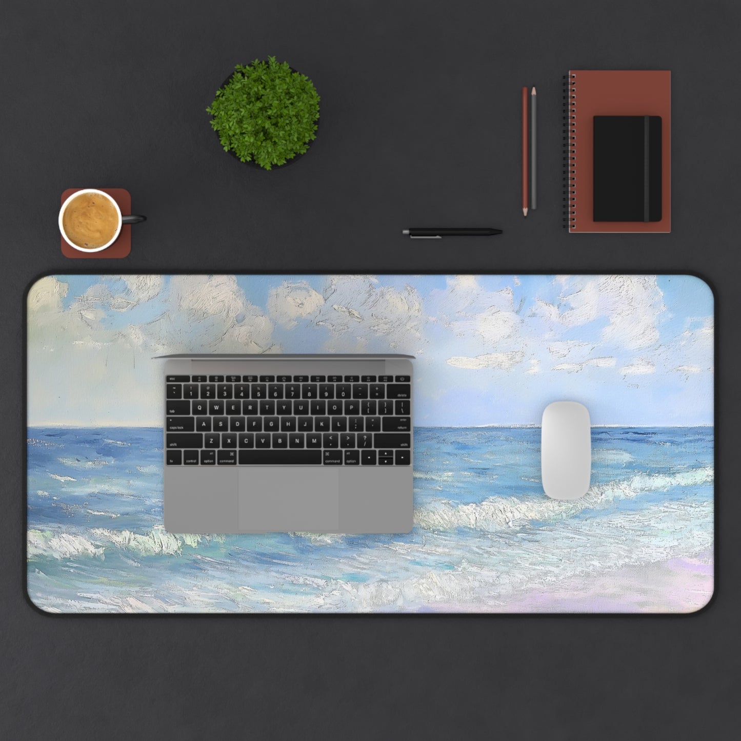 Serene Seascape Computer Desk Mat | Tranquil Ocean Mouse Pad | Anti-Slip Neoprene Desk Mat for Home Office | 3 Sizes Available