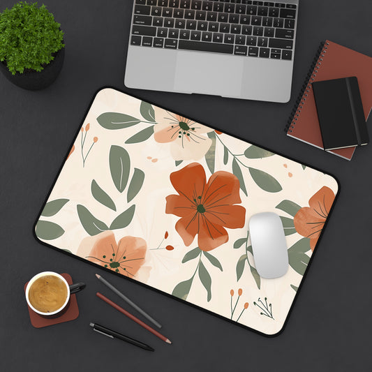 Rustic Floral Computer Desk Mat | Autumn Flowers Mouse Pad | Anti-Slip Neoprene Desk Mat for Home Office | 3 Sizes Available