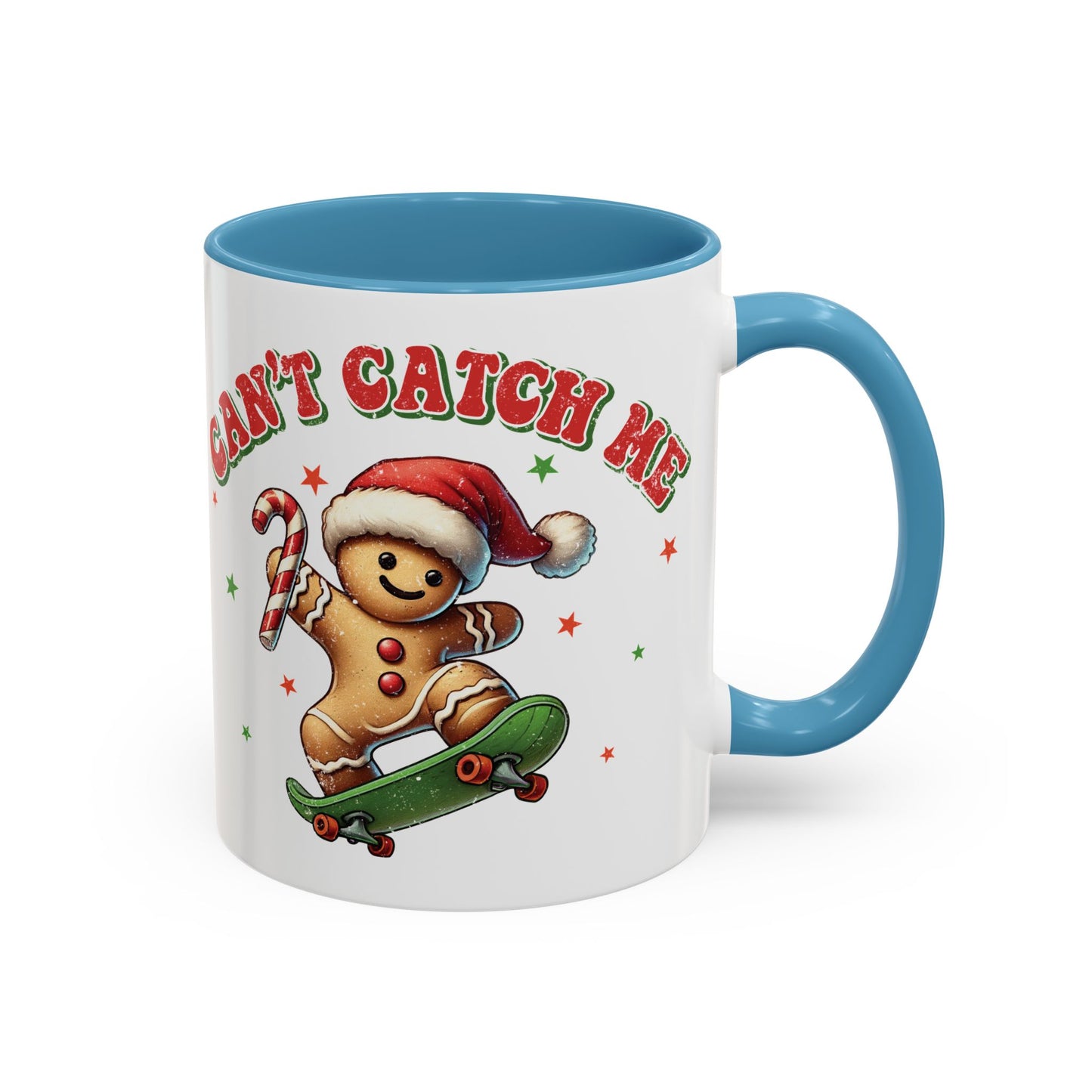 Can't Catch Me Gingerbread Mug - Fun Holiday Skateboarding Gingerbread Design - Perfect for Christmas Cheer