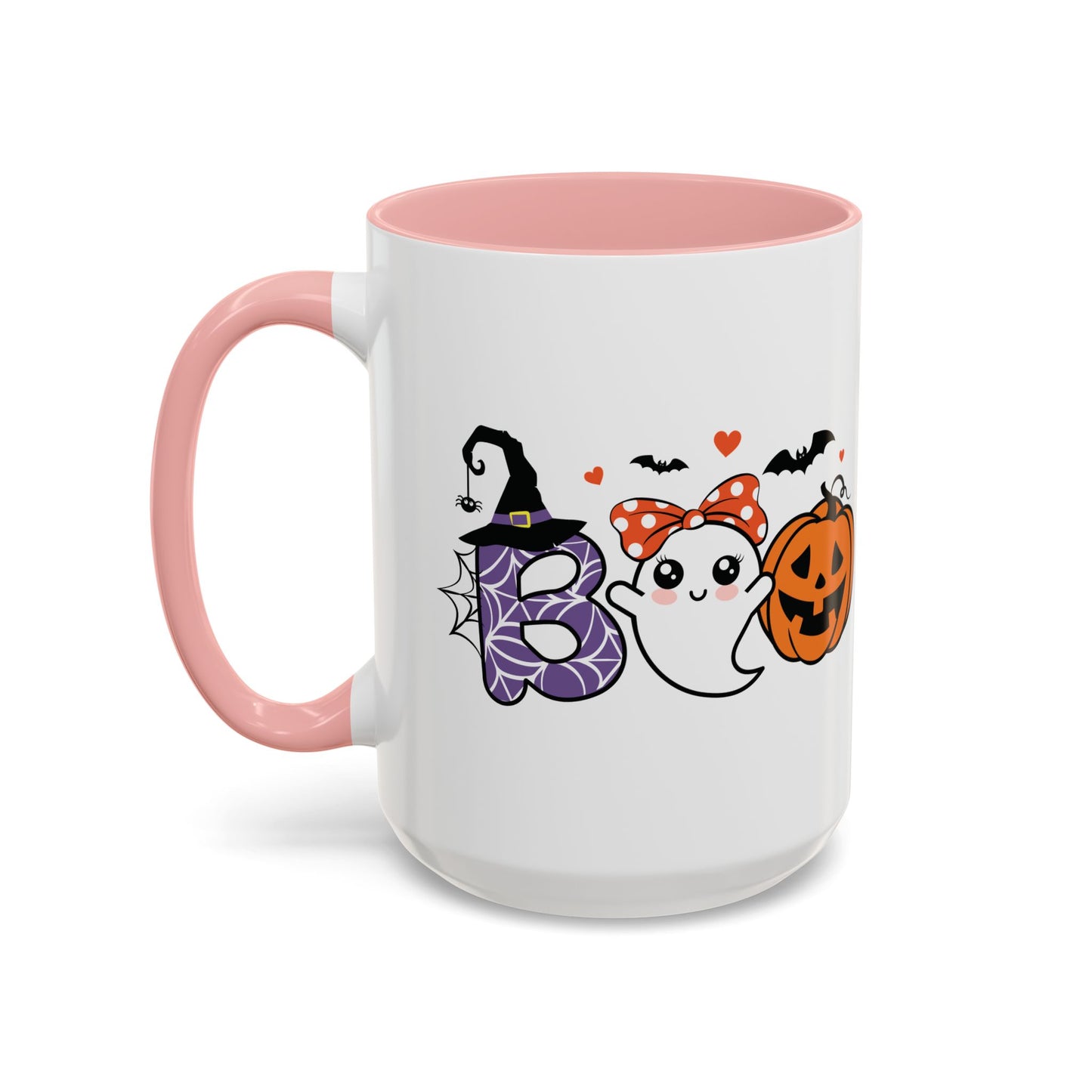 Cute Boo Halloween Mug | 11oz and 15oz Ceramic Coffee Cup | Adorable Ghost, Pumpkin and Witch Hat Design