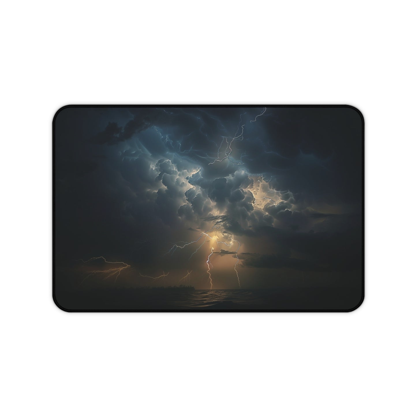 Stormy Night Desk Mat | Neoprene Mouse Pad | Lightning Clouds Design | Anti-Slip | 3 Sizes Available