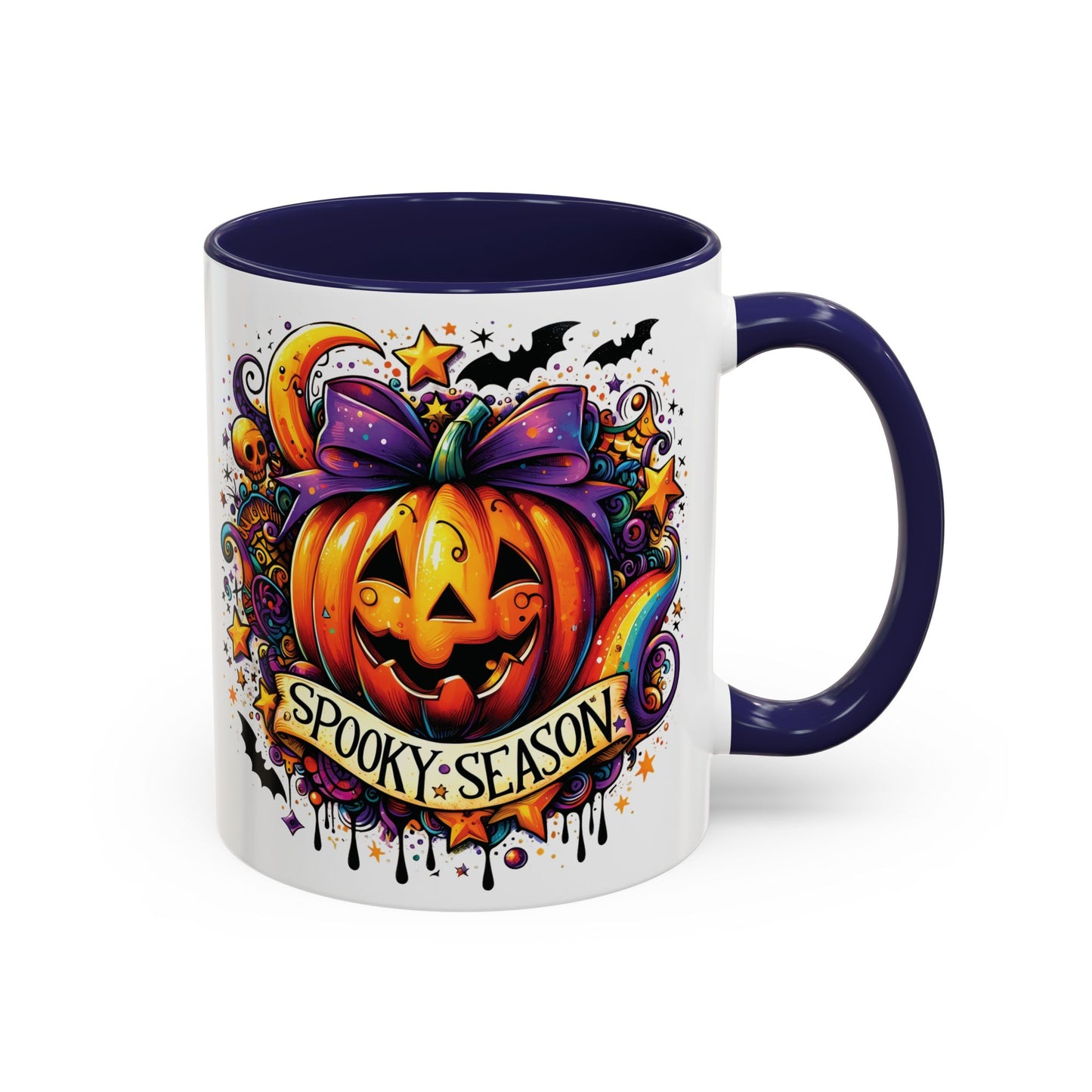 Spooky Season Halloween Mug | Colorful Pumpkin Design | 11oz and 15oz Ceramic Coffee Cup