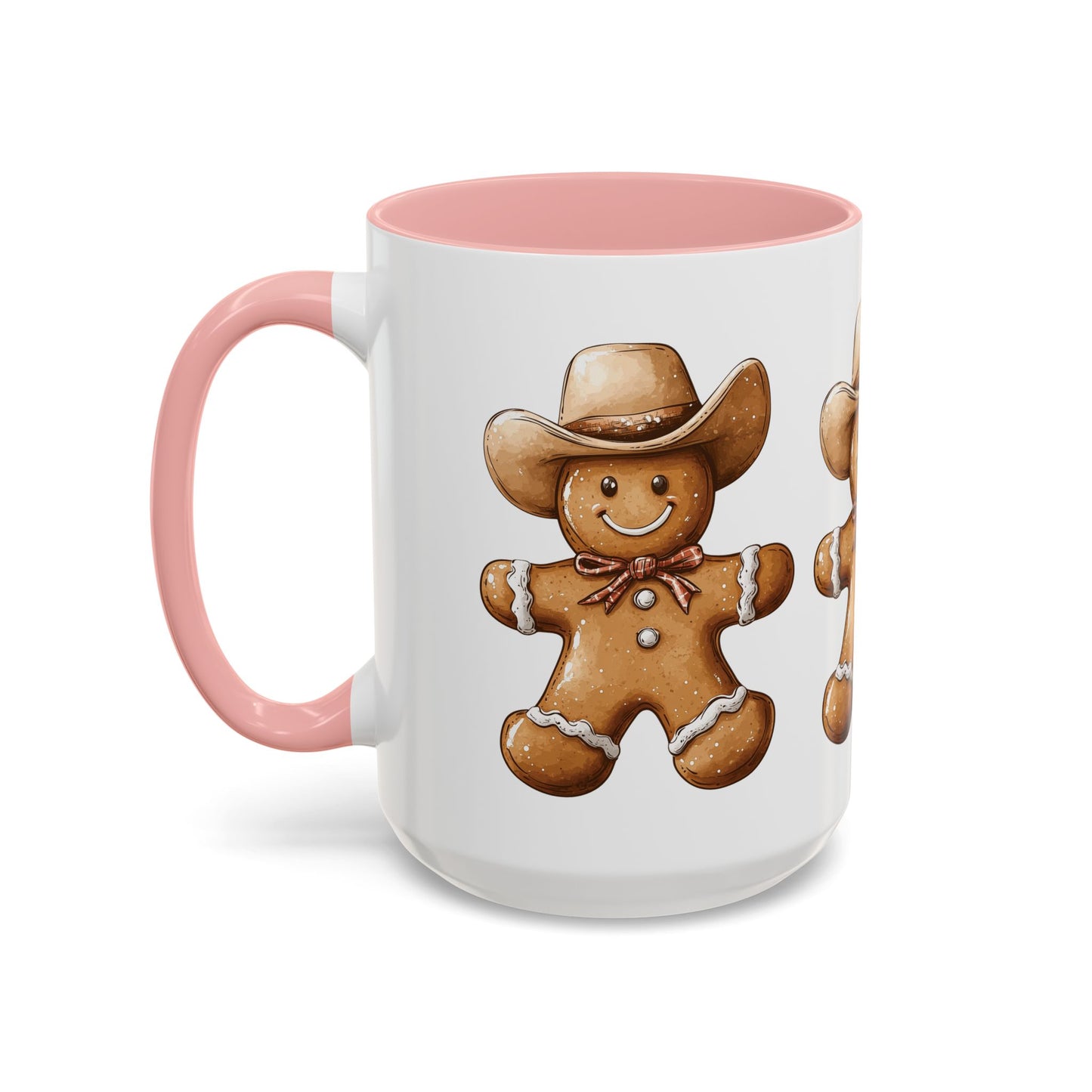 Cowboy Gingerbread Man Tan Hat Ceramic Mug - Festive Western Holiday Design - Perfect for Christmas and Cookie Lovers