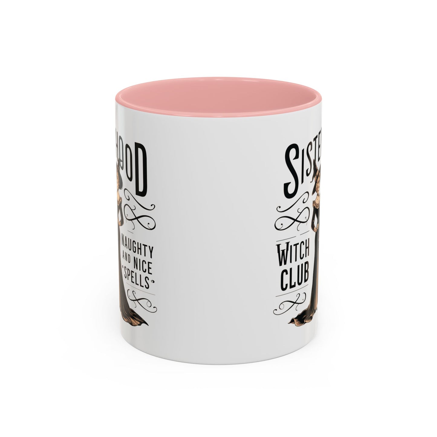 Sisterhood Witch Club Mug | Vintage Witch Design | Halloween Coffee Mug | Naughty & Nice Spells | Witchy Drinkware