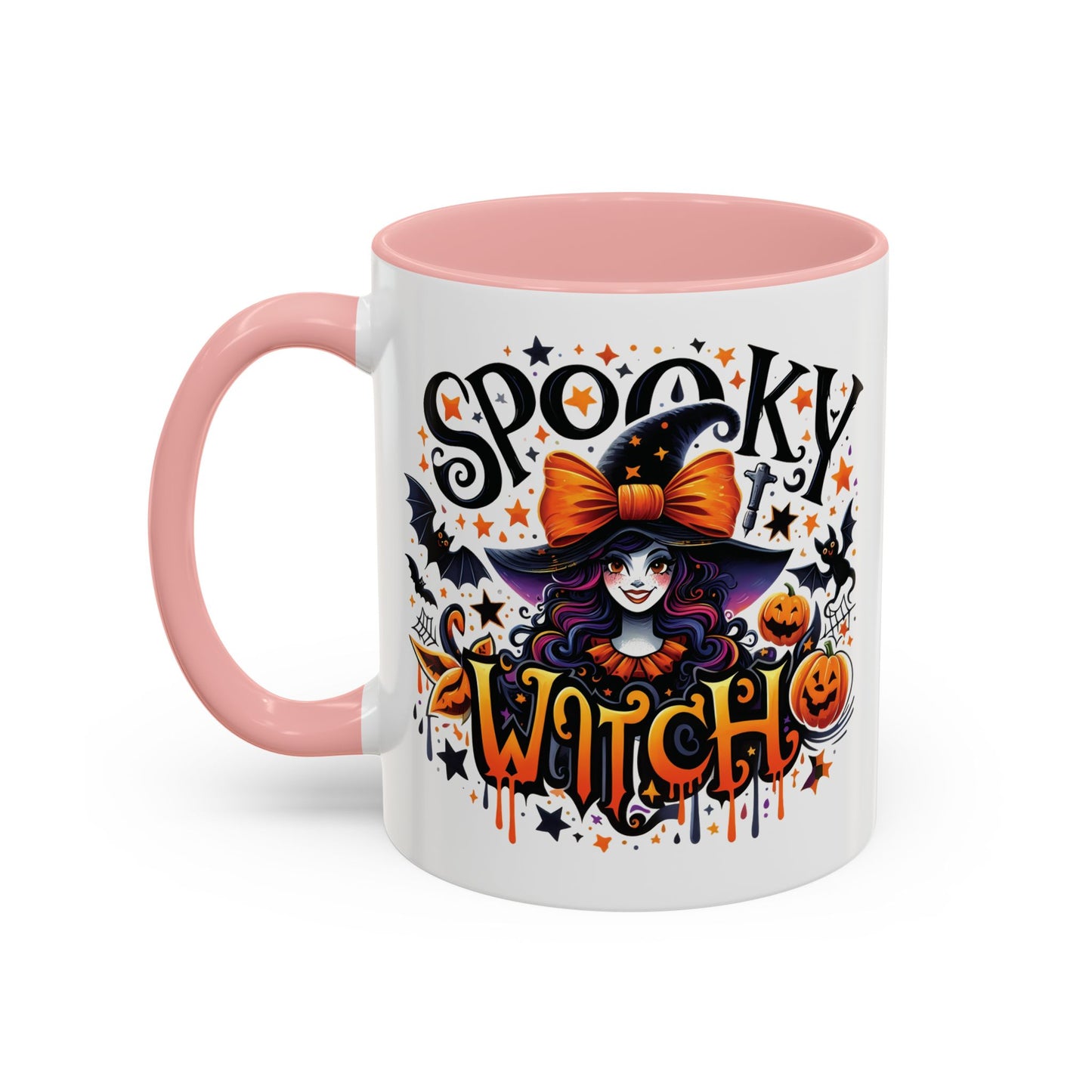 Spooky Witch Halloween Mug | Colorful Witch and Pumpkin Design | 11oz and 15oz Ceramic Coffee Cup